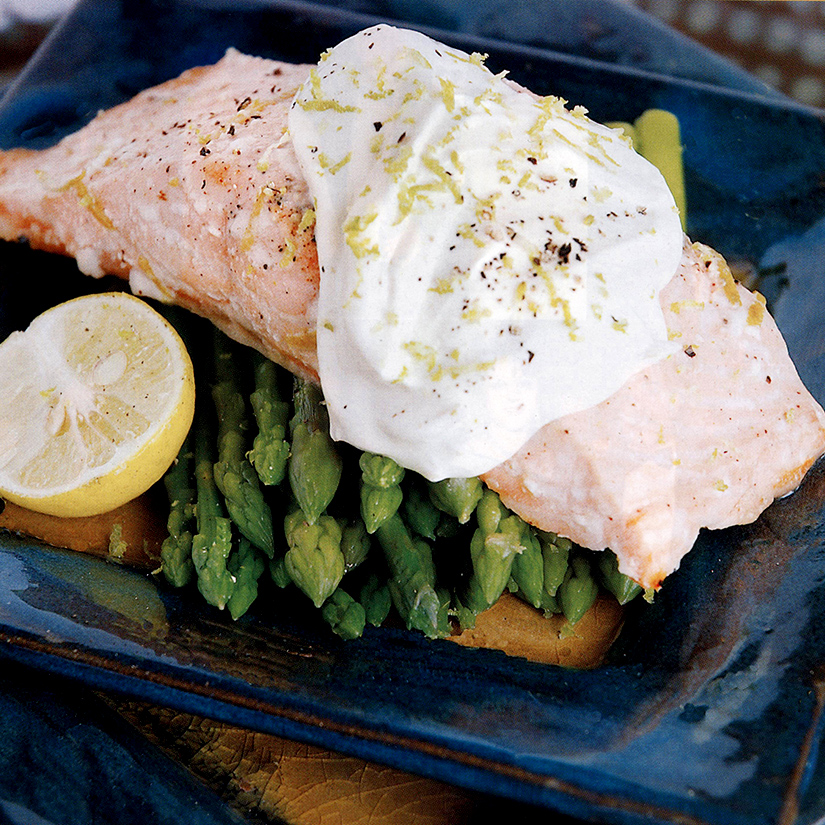 Salmon with Zingy Yoghurt Dressing - Jules of the Kitchen